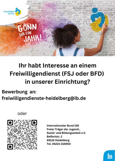 Ihr habt Interesse an einem FSJ oder BFD bei uns?